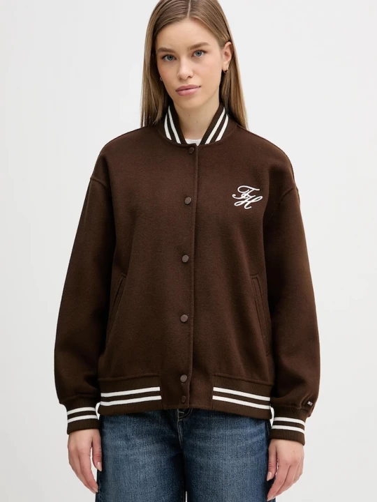 Obrázek produktu Tommy Hilfiger Bomber bunda s příměsí vlny Tommy Hilfiger hnědá