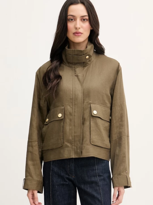 Obrázek produktu Tommy Hilfiger bunda dámská lněná zelená