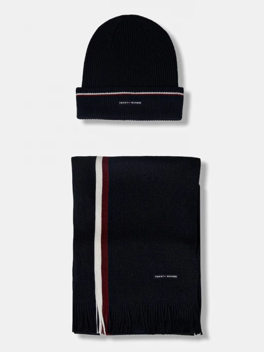 Obrázek produktu Tommy Hilfiger Čepice a šála s přídavkem vlny námořnická modř
