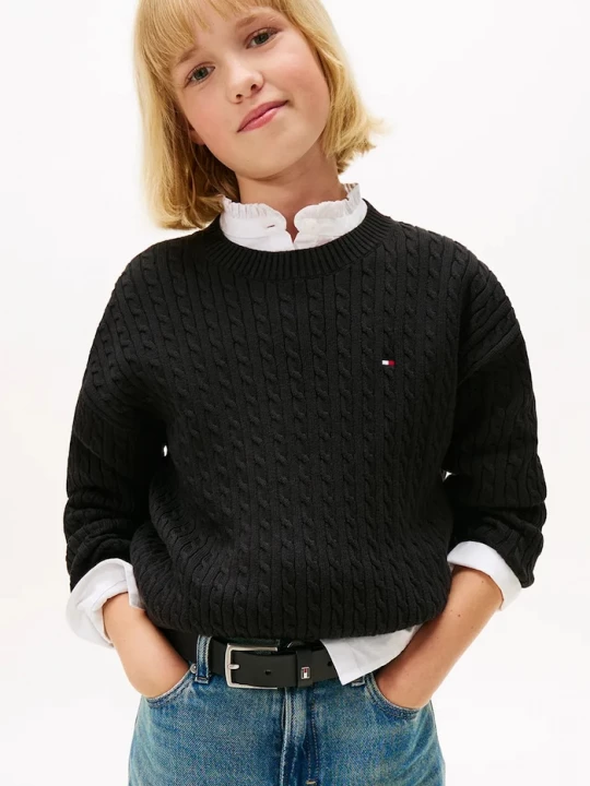 Obrázek produktu Tommy Hilfiger Dětský bavlněný svetr Tommy Hilfiger černá