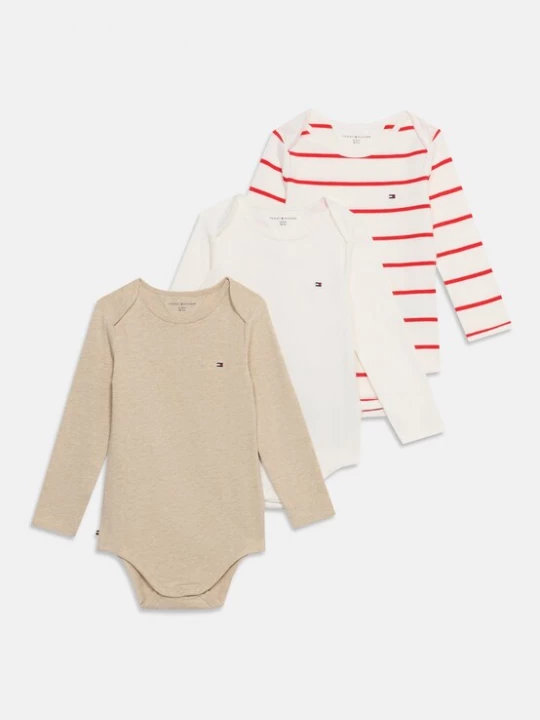 Obrázek produktu TOMMY HILFIGER Dupačky / body 'ESS' béžový melír / červená / bílá