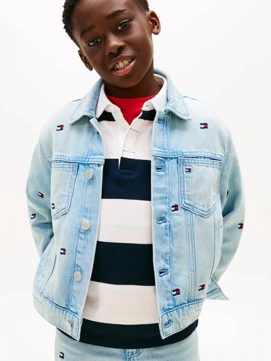 Obrázek produktu Tommy Hilfiger džínová bunda dětská bavlněná modrá