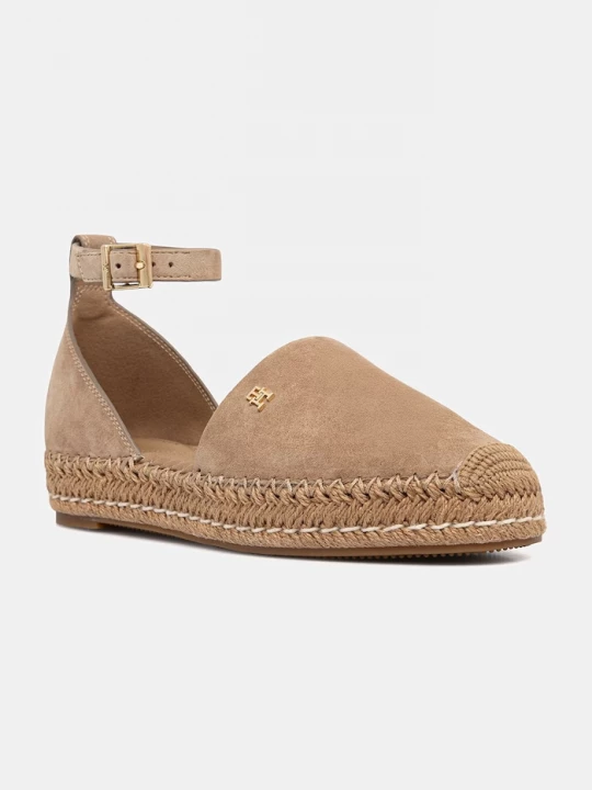 Obrázek produktu Tommy Hilfiger espadrily na platformě dámské semišové TH PLATFORM ESPAD SUEDE STRAP béžová