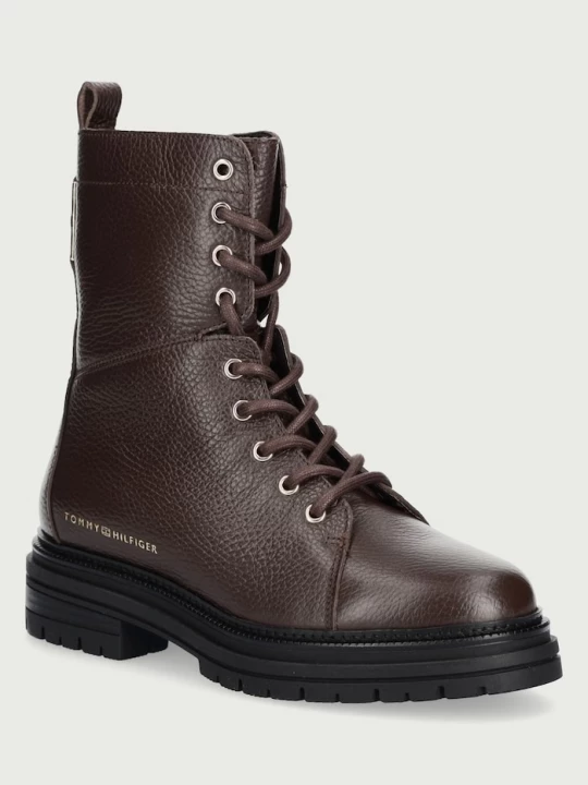 Obrázek produktu Tommy Hilfiger farmářky dámské kožené TH EMBOSS GRAIN LEATHER BOOT hnědá