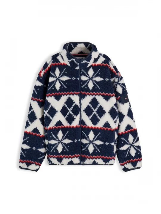 Obrázek produktu TOMMY HILFIGER Fleecová mikina marine modrá / jasně červená / bílá