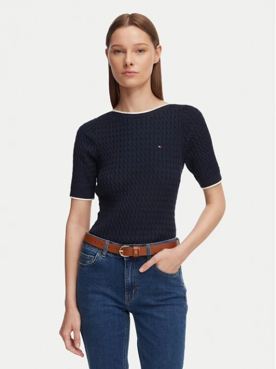 Obrázek produktu Tommy Hilfiger Halenka Fine Gg Cable Boat WW0WW50103 Tmavomodrá Regular Fit