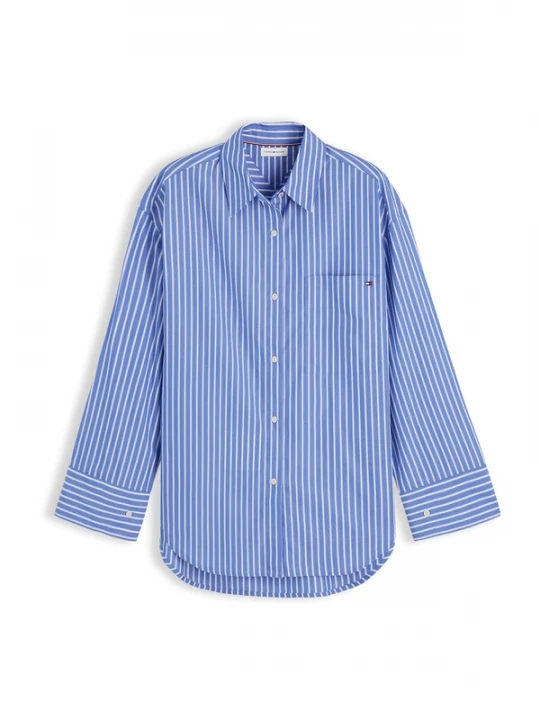 Obrázek produktu TOMMY HILFIGER Halenka 'Oversized Fit Stripe Shirttail Hem' královská modrá / bílá