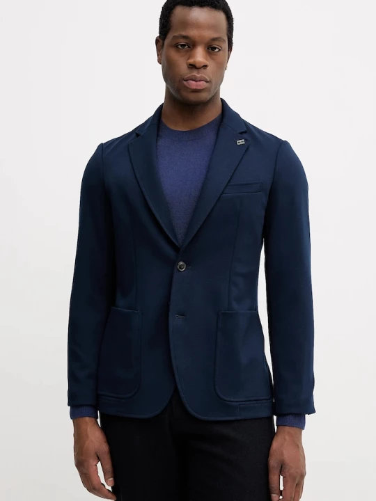 Obrázek produktu Tommy Hilfiger jednořadé sako pánské s viskózou námořnická modř