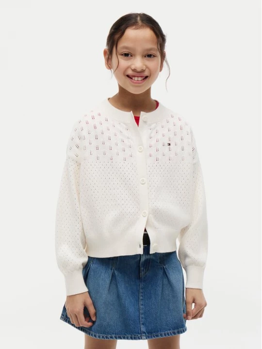 Obrázek produktu Tommy Hilfiger Kardigan Pointelle KG0KG09503 Krémová Relaxed Fit