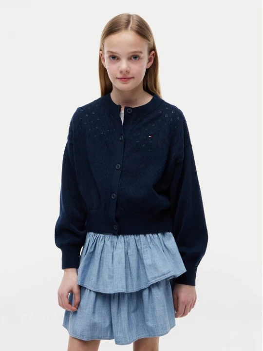 Obrázek produktu Tommy Hilfiger Kardigan Pointelle KG0KG09503 Tmavomodrá Relaxed Fit
