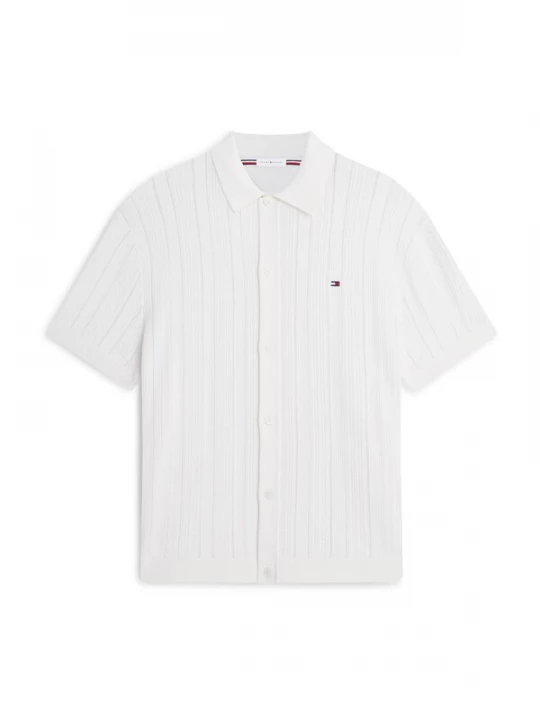 Obrázek produktu TOMMY HILFIGER Kardigan 'Relaxed Pointelle Short Sleeve With' bílá