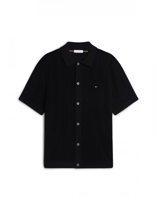 Obrázek produktu TOMMY HILFIGER Kardigan 'Relaxed Pointelle Short Sleeve With' černá