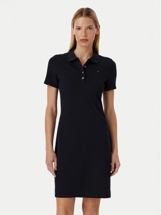 Obrázek produktu Tommy Hilfiger Každodenní šaty 1985 Slim Pique Polo Dress Ss WW0WW42048 Tmavomodrá Slim Fit