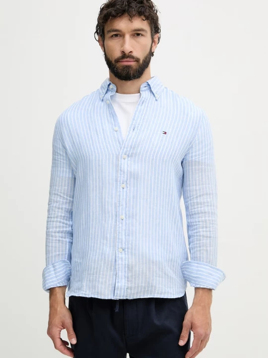 Obrázek produktu Tommy Hilfiger košile pánská lněná modrá