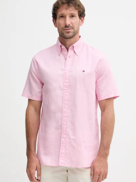 Obrázek produktu Tommy Hilfiger košile pánská se lnem růžová