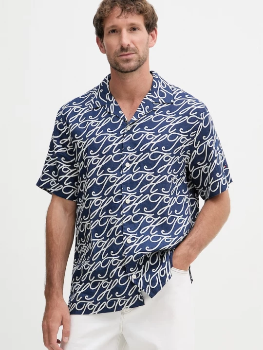 Obrázek produktu Tommy Hilfiger košile pánská se lnem SUMMER námořnická modř