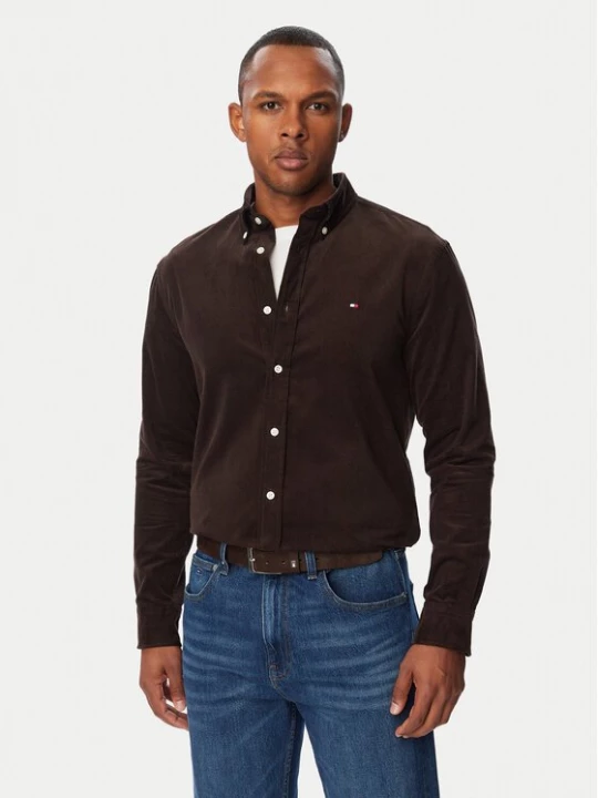 Obrázek produktu Tommy Hilfiger Košile Solid MW0MW40486 Tmavě hnědá Regular Fit