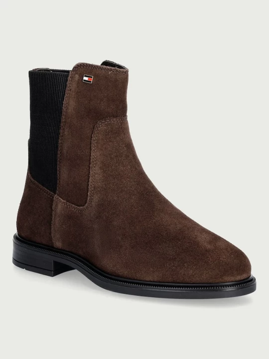 Obrázek produktu Tommy Hilfiger kotníkové Chelsea boty dámské semišové ENAMEL FLAG SUEDE ANKLE CHELSEA hnědá