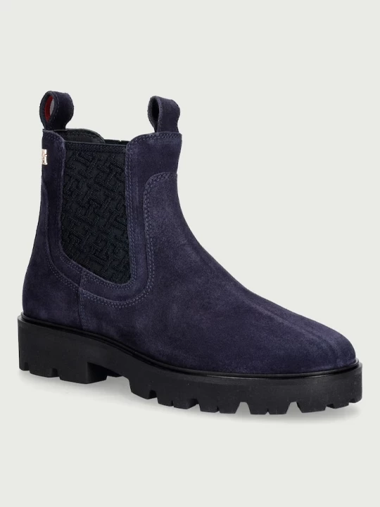 Obrázek produktu Tommy Hilfiger kotníkové Chelsea boty dámské semišové TH MONOGRAM SUEDE CHELSEA BOOT námořnická modř