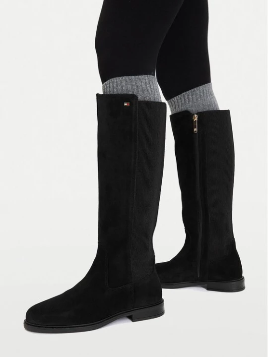 Obrázek produktu Tommy Hilfiger Kozačky Enamel Flag Suede High Chelsea FW0FW09574 Černá