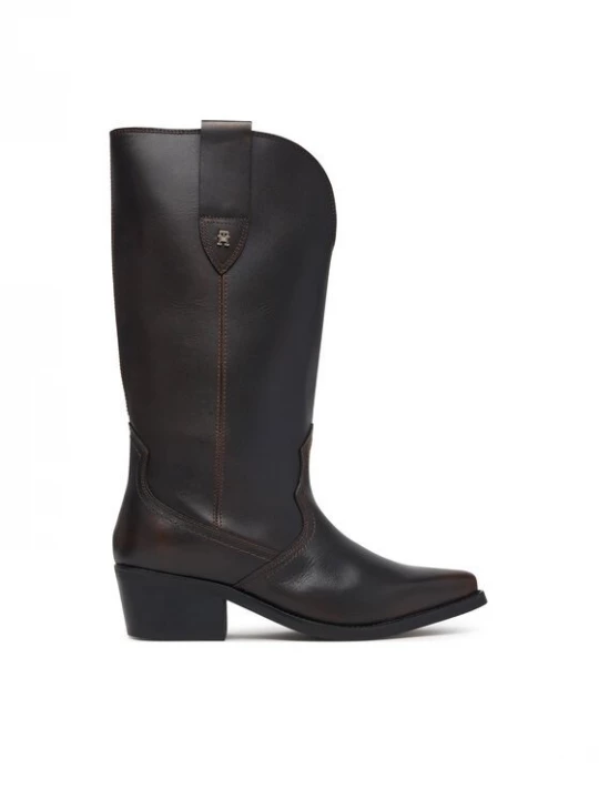 Obrázek produktu Tommy Hilfiger Kozačky Leather Mid Calf Western Boot FW0FW09798 Tmavě hnědá