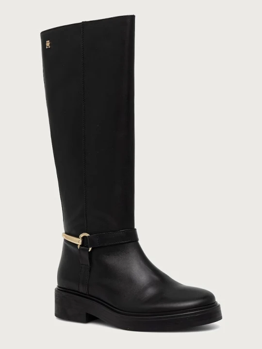 Obrázek produktu Tommy Hilfiger kozačky nad kolena dámské kožené TH STUD LEATHER KNEE černá