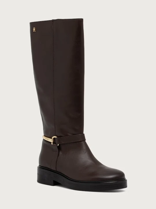 Obrázek produktu Tommy Hilfiger kozačky nad kolena dámské kožené TH STUD LEATHER KNEE hnědá