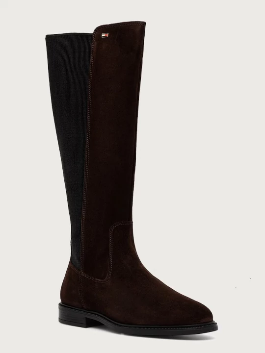 Obrázek produktu Tommy Hilfiger kozačky nad kolena dámské semišové ENAMEL FLAG SUEDE HIGH CHELSEA hnědá
