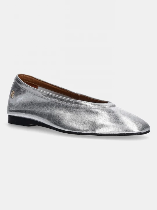 Obrázek produktu Tommy Hilfiger Kožené baleríny SOFT METAL LTHR BALLERINA NO BOW stříbrná