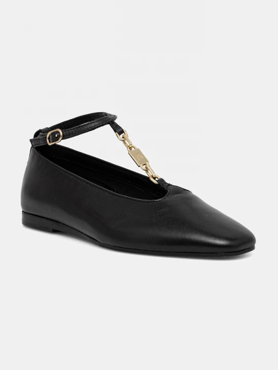 Obrázek produktu Tommy Hilfiger Kožené baleríny Tommy Hilfiger TH-BAR CHAIN BALLET černá