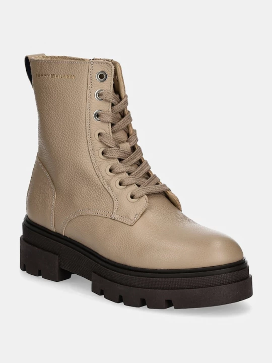 Obrázek produktu Tommy Hilfiger Kožené kotníkové boty Tommy Hilfiger BICOLOR LEATHER LACE-UP béžová
