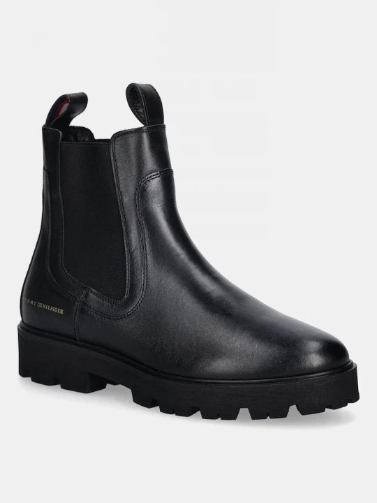 Obrázek produktu Tommy Hilfiger Kožené kotníkové boty Tommy Hilfiger TH LTHR LOW CHELSEA černá