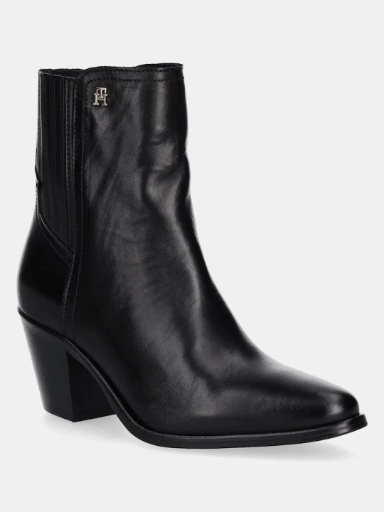 Obrázek produktu Tommy Hilfiger Kožené kotníkové boty Tommy Hilfiger WESTERN MID HEEL LEATHER CHELSEA černá