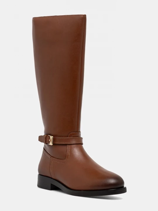 Obrázek produktu Tommy Hilfiger Kožené kozačky Tommy Hilfiger TH BUCKLE RIDING LTHR LONG BOOT hnědá