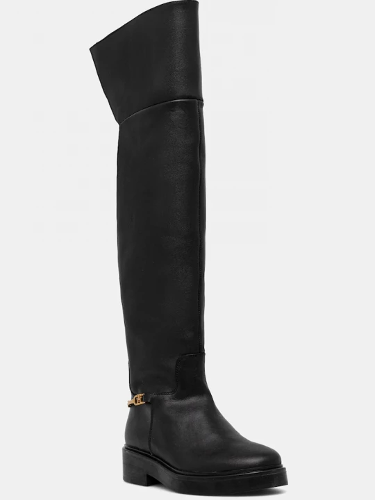 Obrázek produktu Tommy Hilfiger Kožené kozačky Tommy Hilfiger TH HORSEBIT RIDING OVERKNEE BOOT černá
