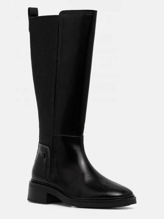 Obrázek produktu Tommy Hilfiger Kožené kozačky TH MINIMAL ABRASIVATO LONG BOOT černá