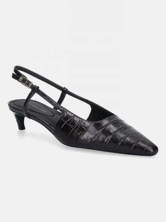 Obrázek produktu Tommy Hilfiger Kožené lodičky Tommy Hilfiger CROC SLINGBACK SLANTED HEEL hnědá