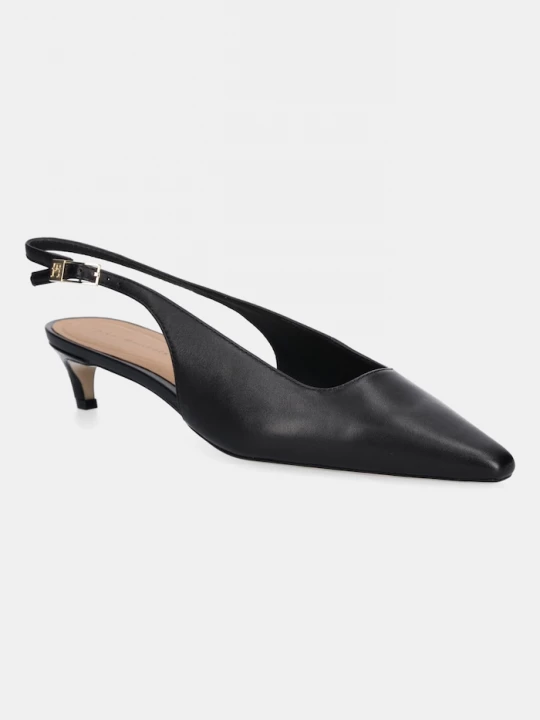 Obrázek produktu Tommy Hilfiger Kožené lodičky Tommy Hilfiger SQUARED TOE KITTEN SLINGBACK černá
