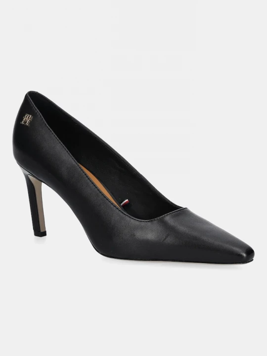 Obrázek produktu Tommy Hilfiger Kožené lodičky TH LOGO LEATHER PUMP SLANTED HL černá