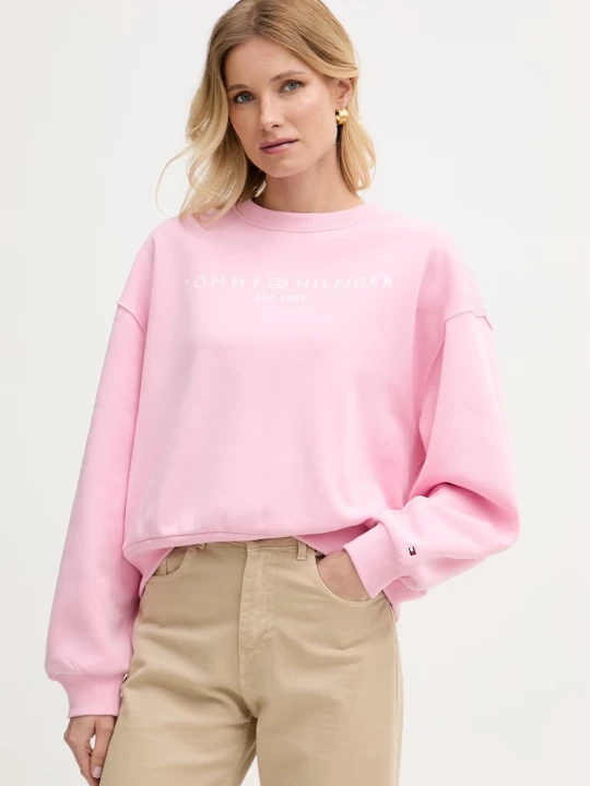 Obrázek produktu Tommy Hilfiger mikina dámská s bavlnou růžová