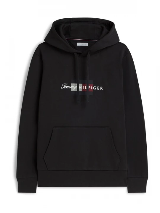 Obrázek produktu TOMMY HILFIGER Mikina 'Flag Graphic Drawstring' burgundská červeň / černá / bílá