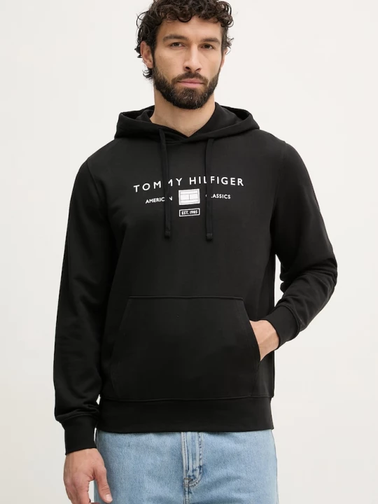 Obrázek produktu Tommy Hilfiger mikina kapucí pánská bavlněná černá