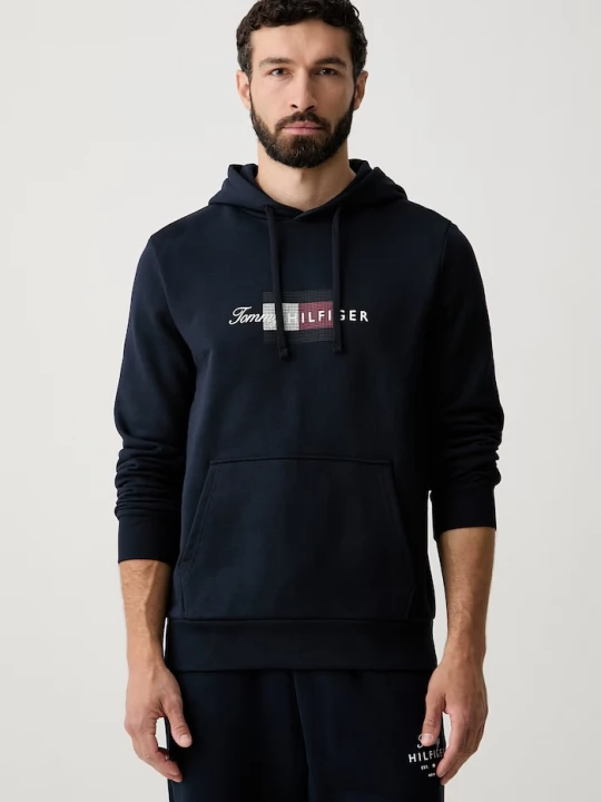 Obrázek produktu Tommy Hilfiger mikina kapucí pánská bavlněná námořnická modř