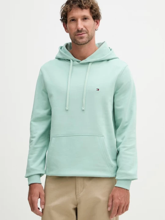 Obrázek produktu Tommy Hilfiger mikina kapucí pánská bavlněná tyrkysová