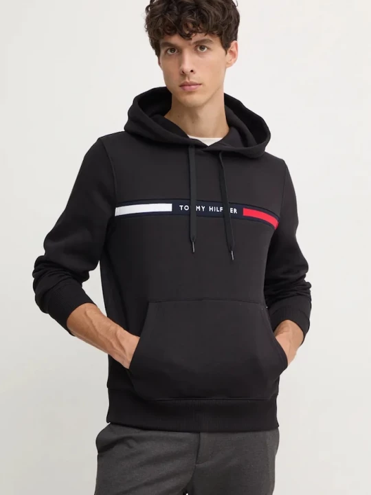 Obrázek produktu Tommy Hilfiger mikina kapucí pánská bavlnou černá