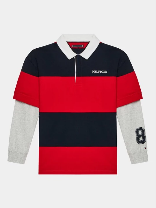 Obrázek produktu Tommy Hilfiger Mikina Rugby Stripe Polo L/S KB0KB08736 Červená Regular Fit