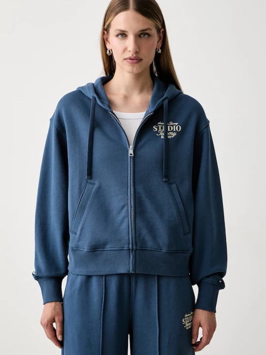 Obrázek produktu Tommy Hilfiger mikina s kapucí dámská s bavlnou modrá