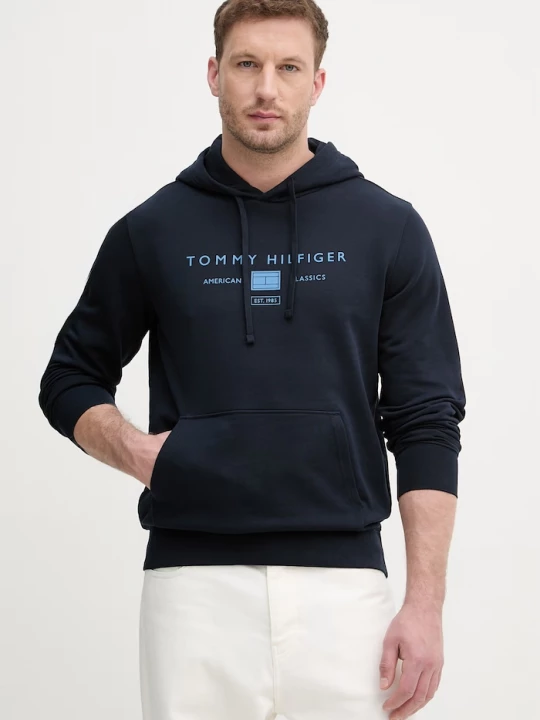 Obrázek produktu Tommy Hilfiger mikina s kapucí pánská bavlněná námořnická modř