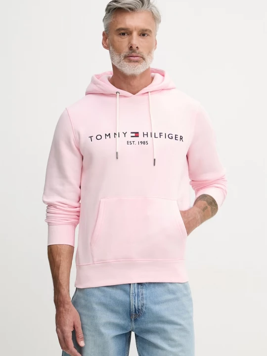Obrázek produktu Tommy Hilfiger mikina s kapucí pánská bavlněná růžová