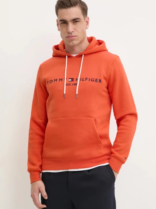 Obrázek produktu Tommy Hilfiger mikina s kapucí pánská s bavlnou oranžová